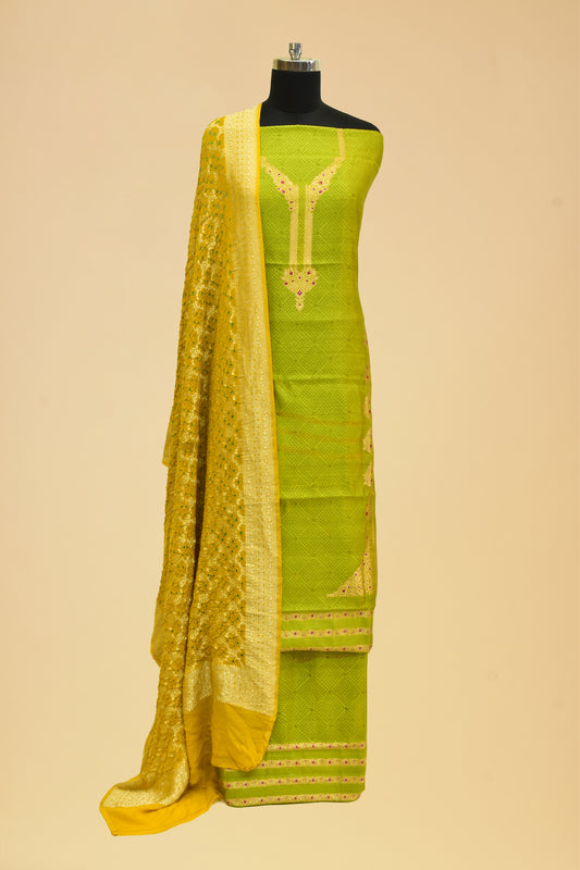 Handwoven Bandhej Silk Suit