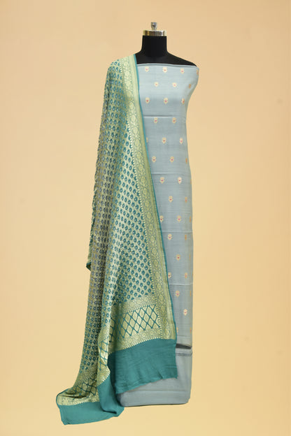 Handwoven Katan Silk Kadwa Suit