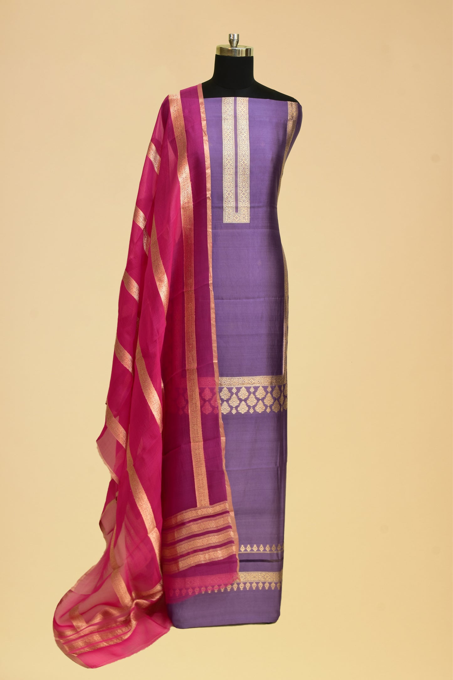 Handwoven Silk Kadwa Suit