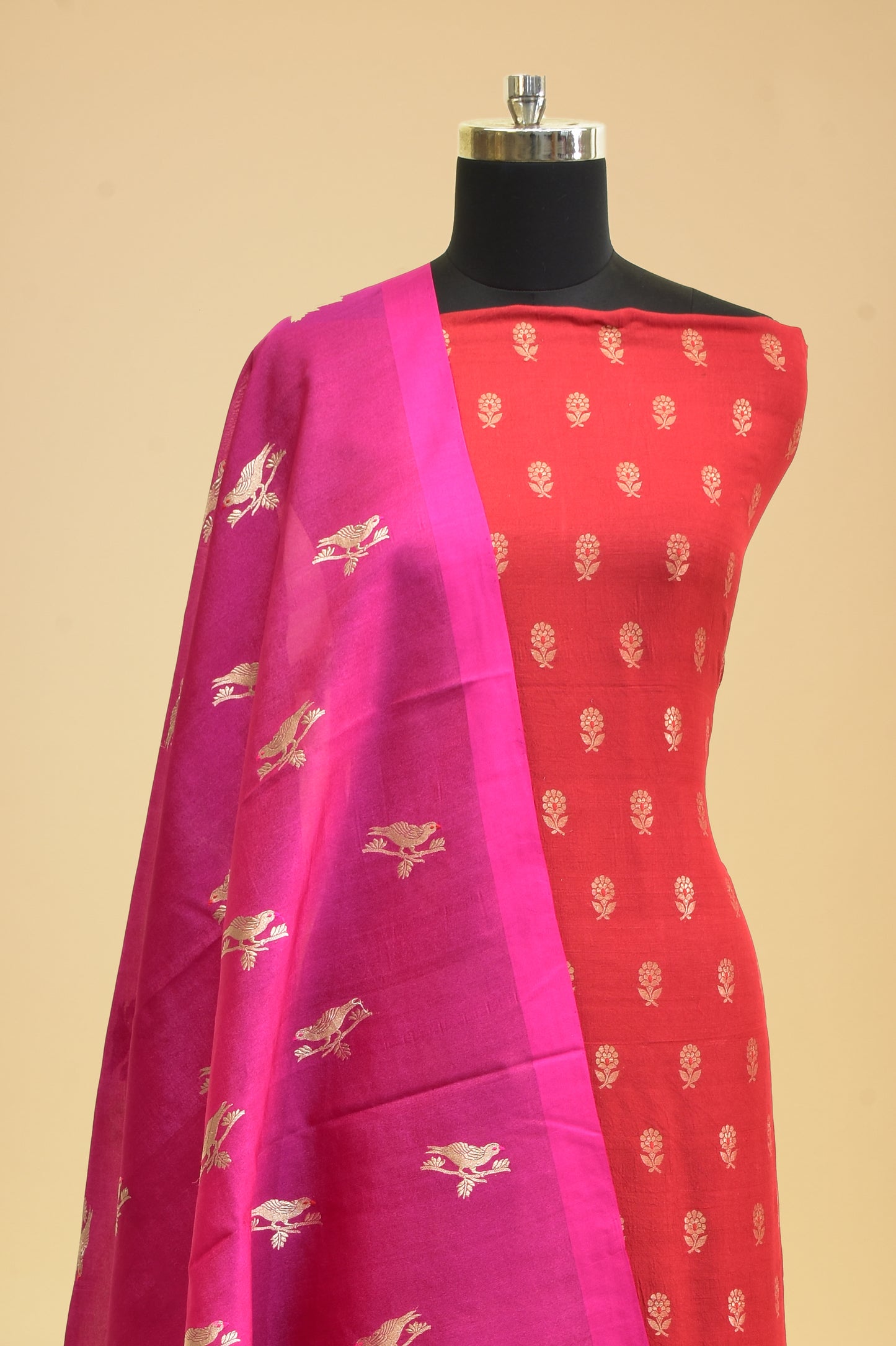 Handwoven Tusser Cutwork Booti Suit