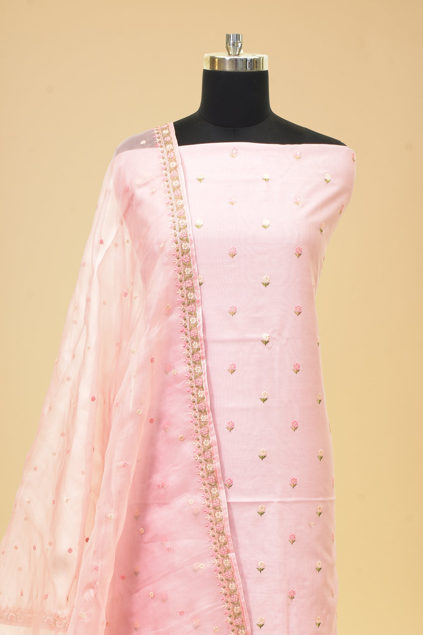 Embroidered Chanderi Cotton Suit
