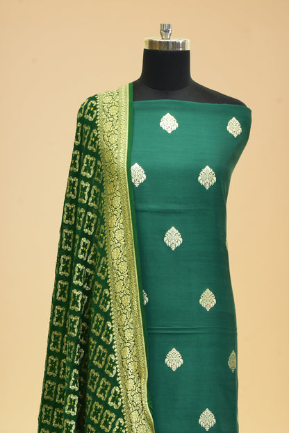 Handwoven Silk Kadwa Booti Suit