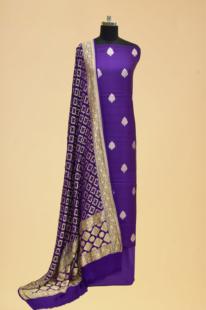 Handwoven Silk Kadwa Booti Suit