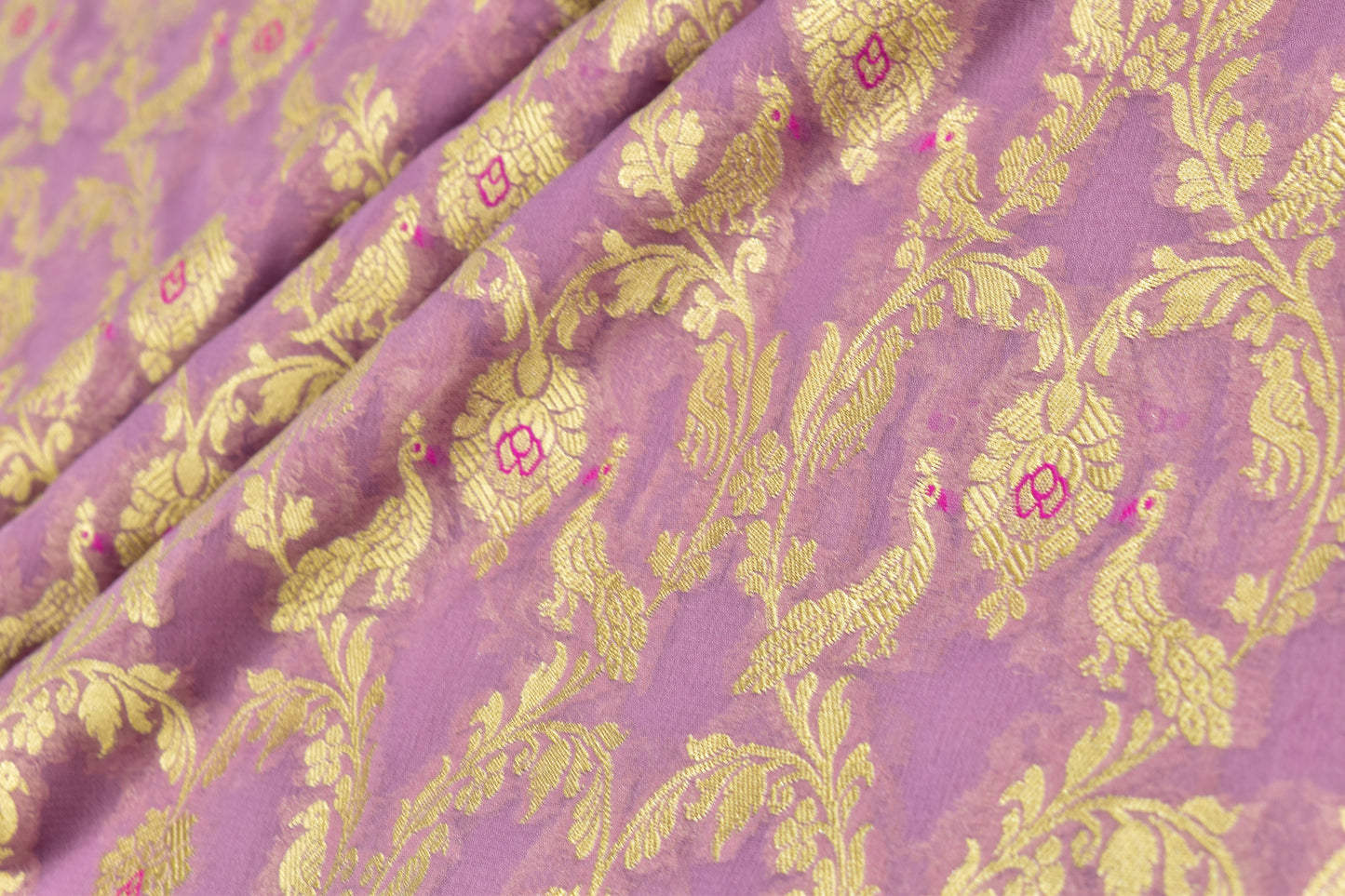 Cutwork Handwoven Pure Chiffon Silk Banarasi Thaan