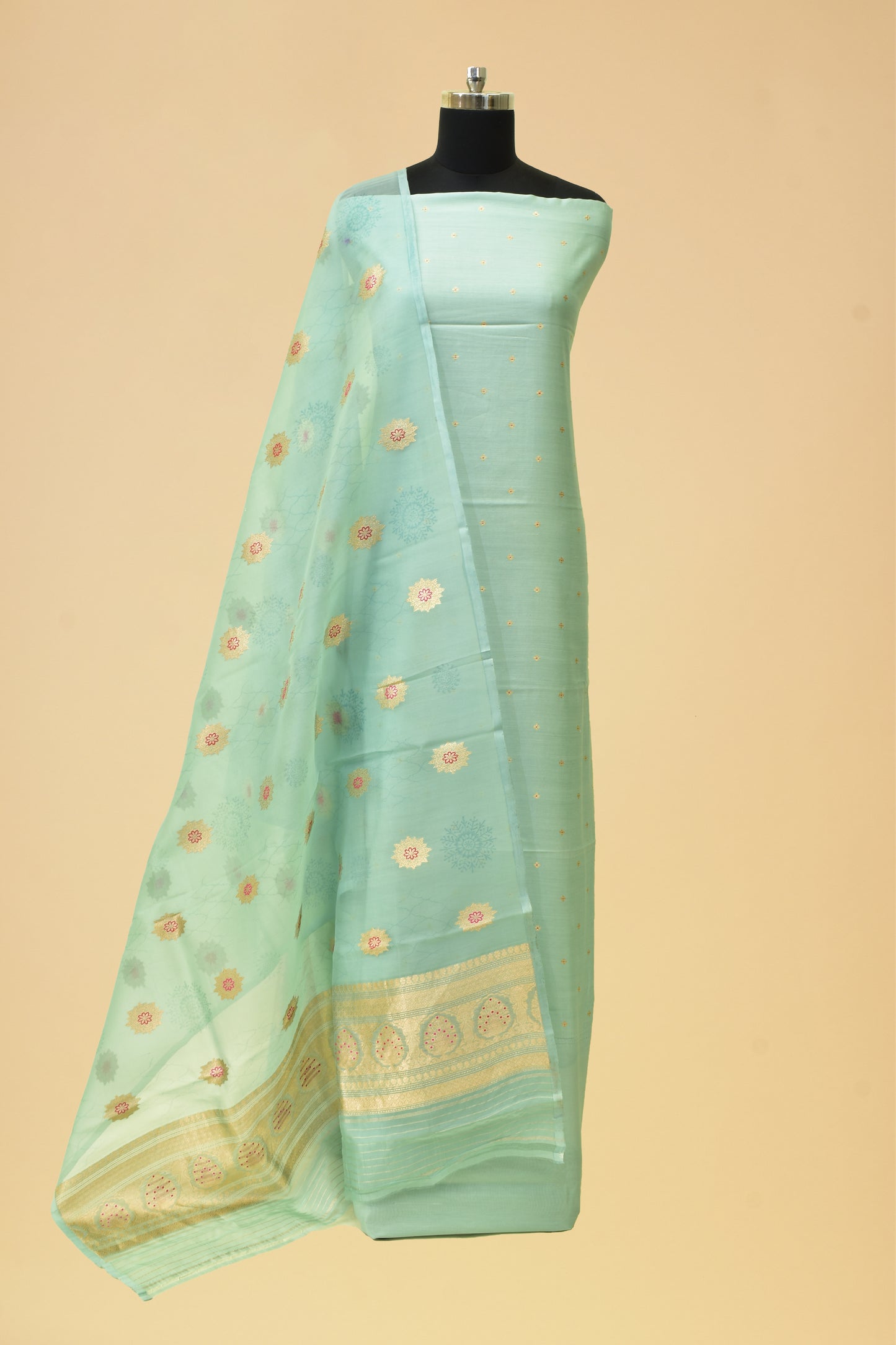 Handwoven Meenadar Silk Kadwa Suit