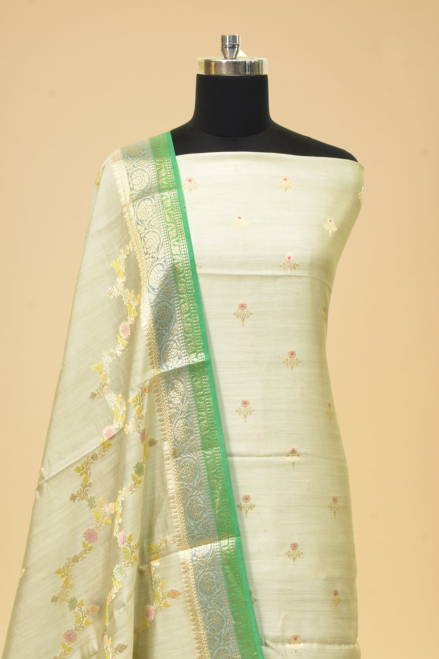 Handwoven Silk Cutwork Booti Suit