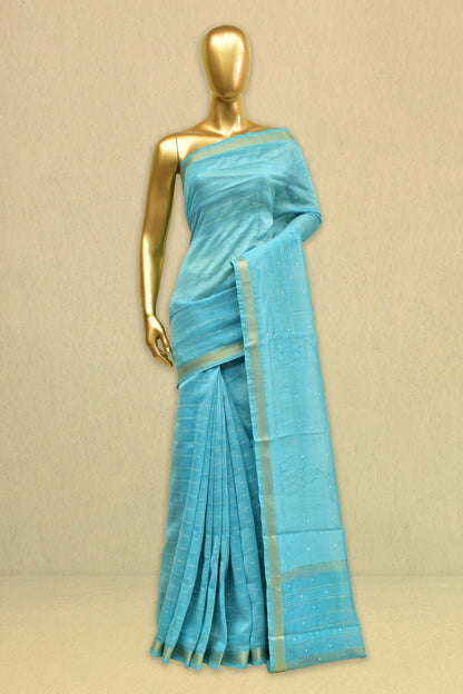 Cotton Printed  Embroidery Saree