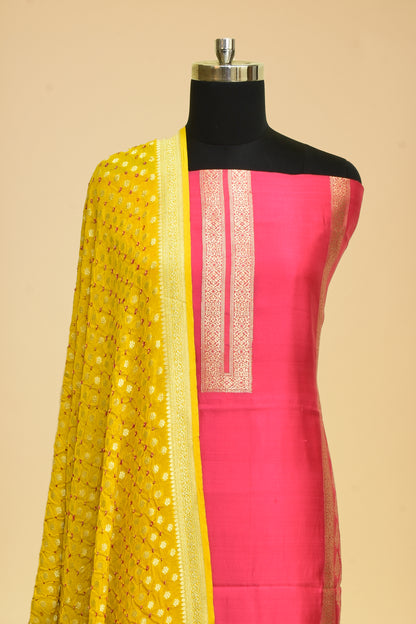 Handwoven Katan Silk Kadwa Suit