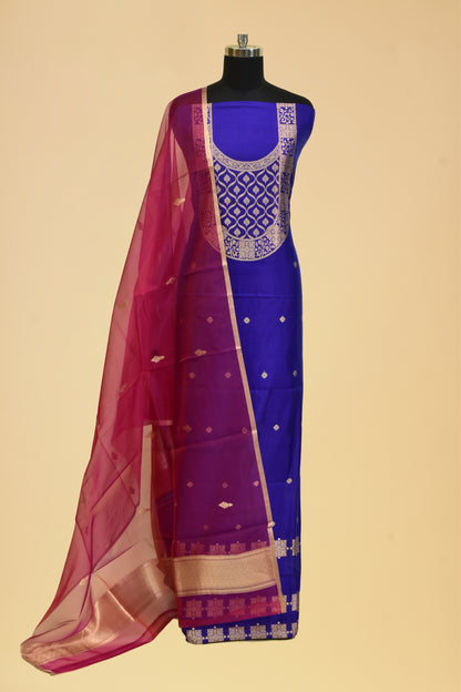 Handwoven Katan Silk Kadwa Suit