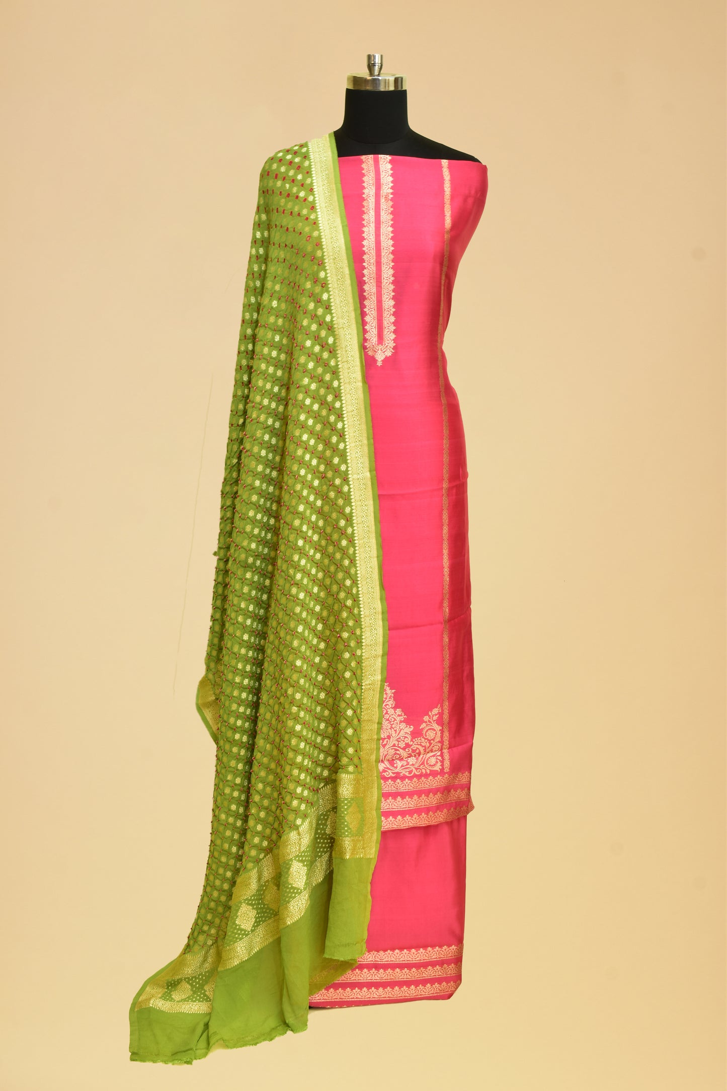 Handwoven Silk Kadwa Suit