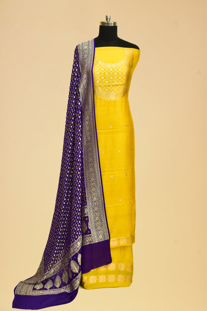 Handwoven Silk Kadwa Suit