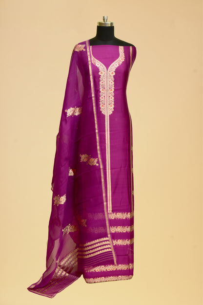 Handwoven Silk Kadwa Suit