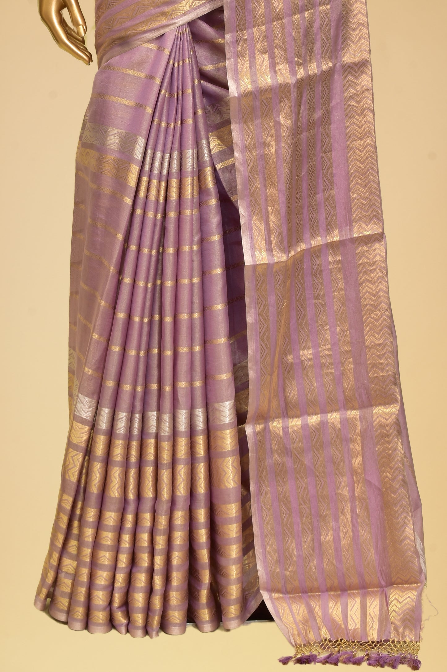 Handwoven Tissue Striped Saree