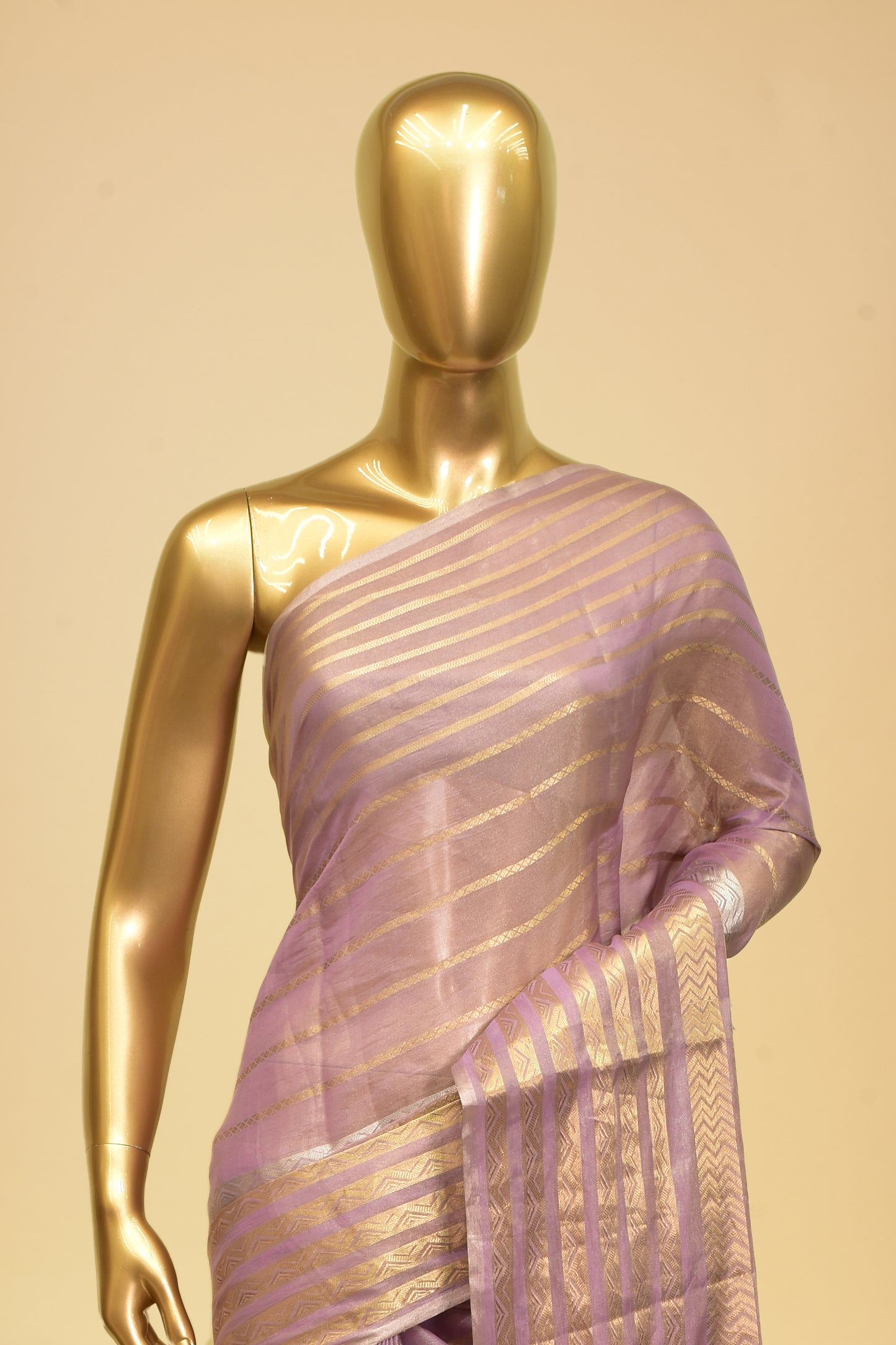 Handwoven Tissue Striped Saree