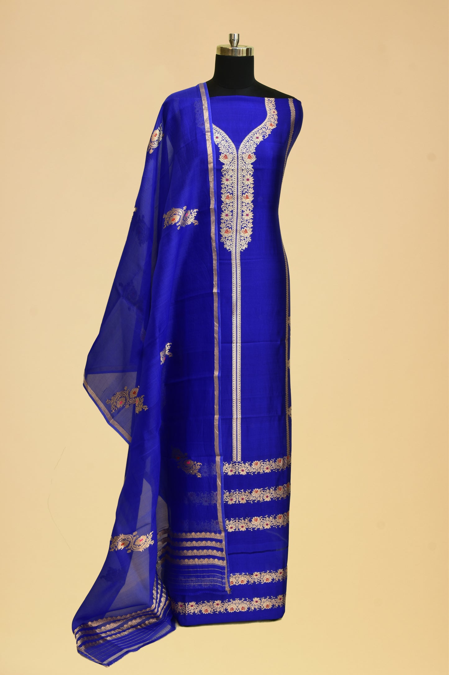 Handwoven Silk Kadwa Suit