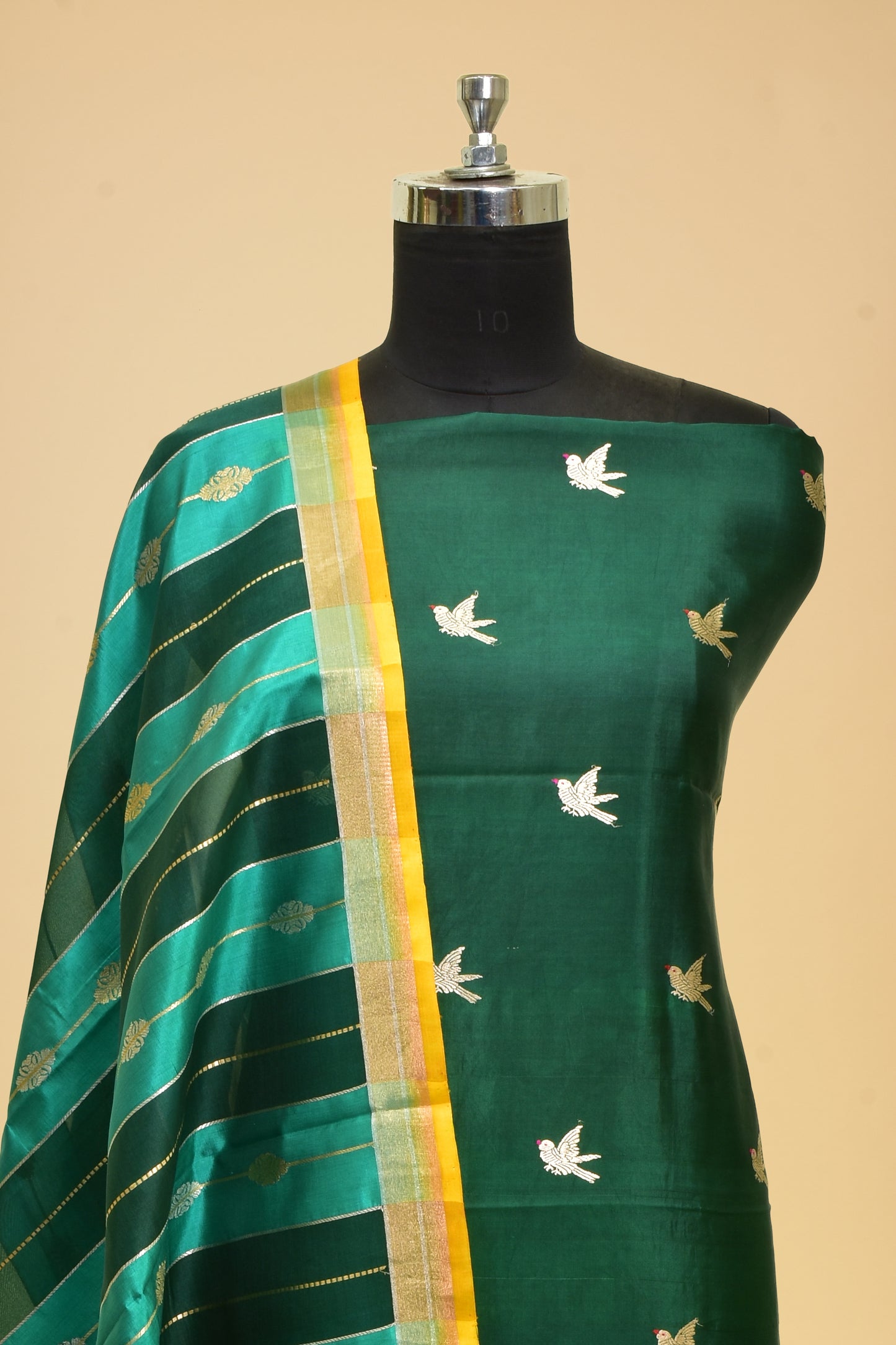 Handwoven Katan Silk Kadwa Booti Suit