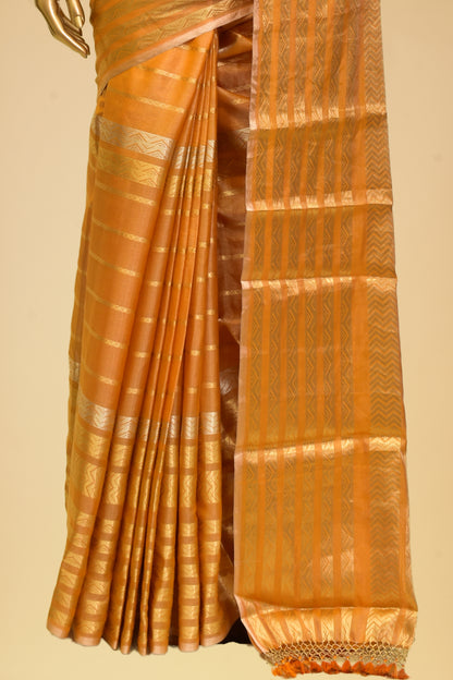 Handwoven Tissue Striped Saree