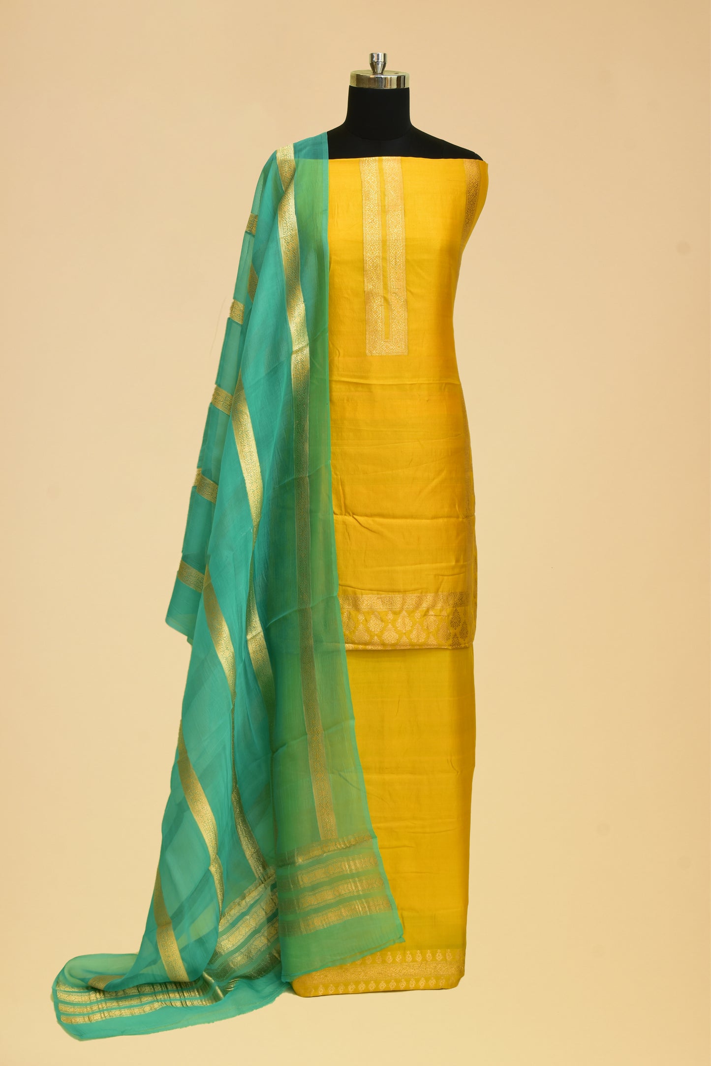 Handwoven Silk Kadwa Suit