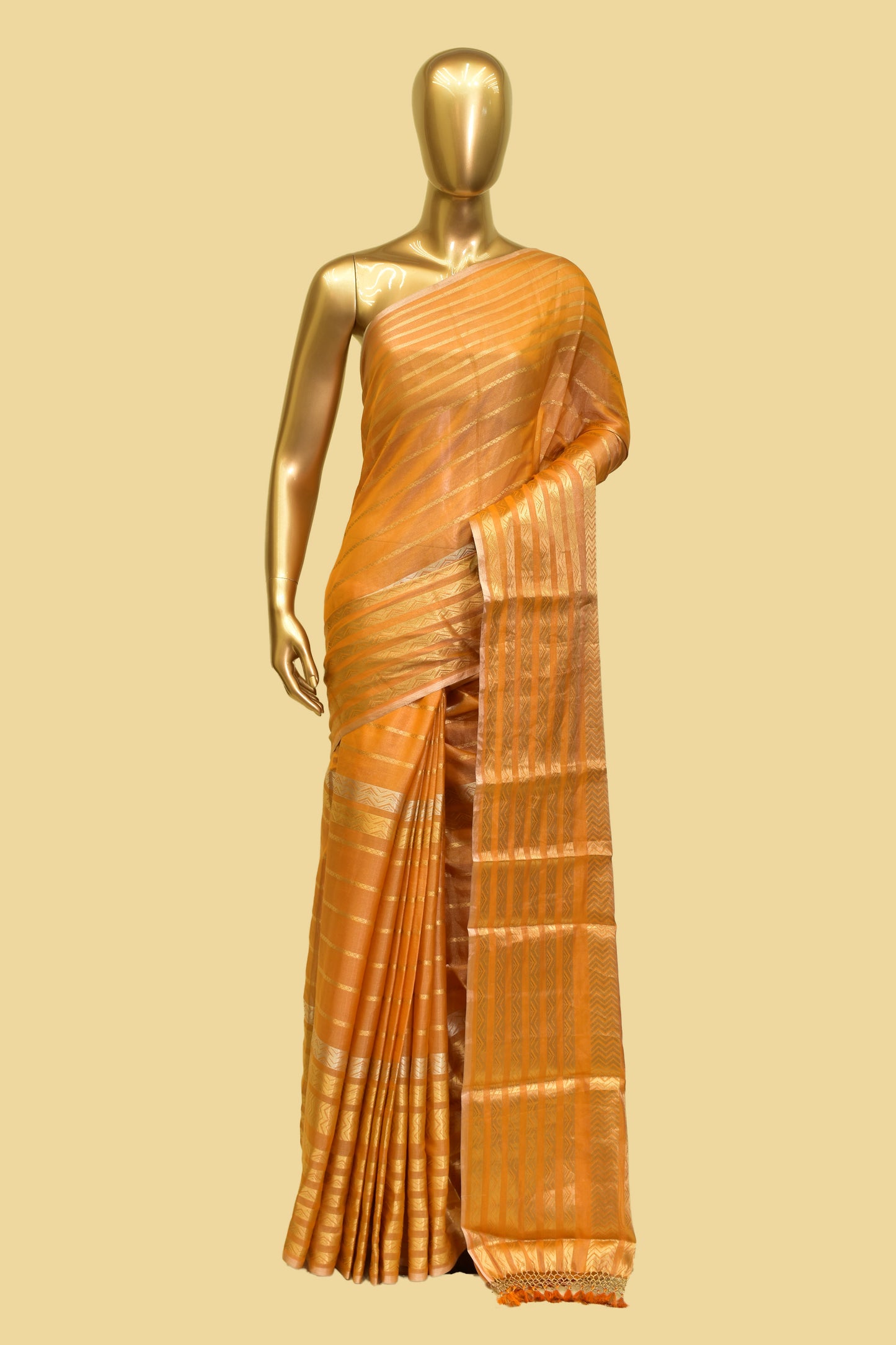 Handwoven Tissue Striped Saree