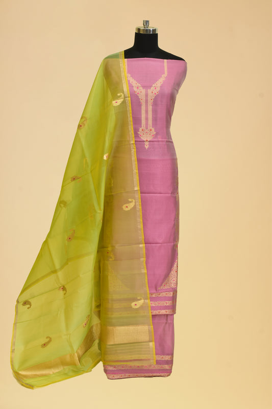 Handwoven Katan Silk Kadwa Suit