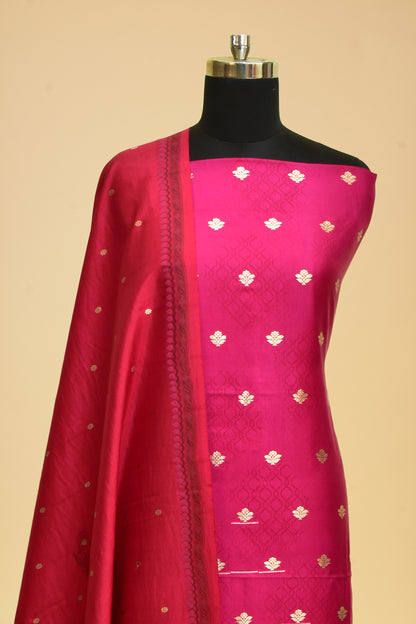 Handwoven Silk Kadwa Booti Suit