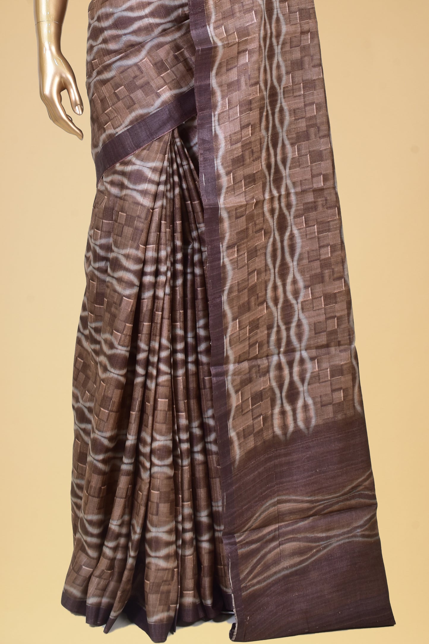 Tusser Plain Saree