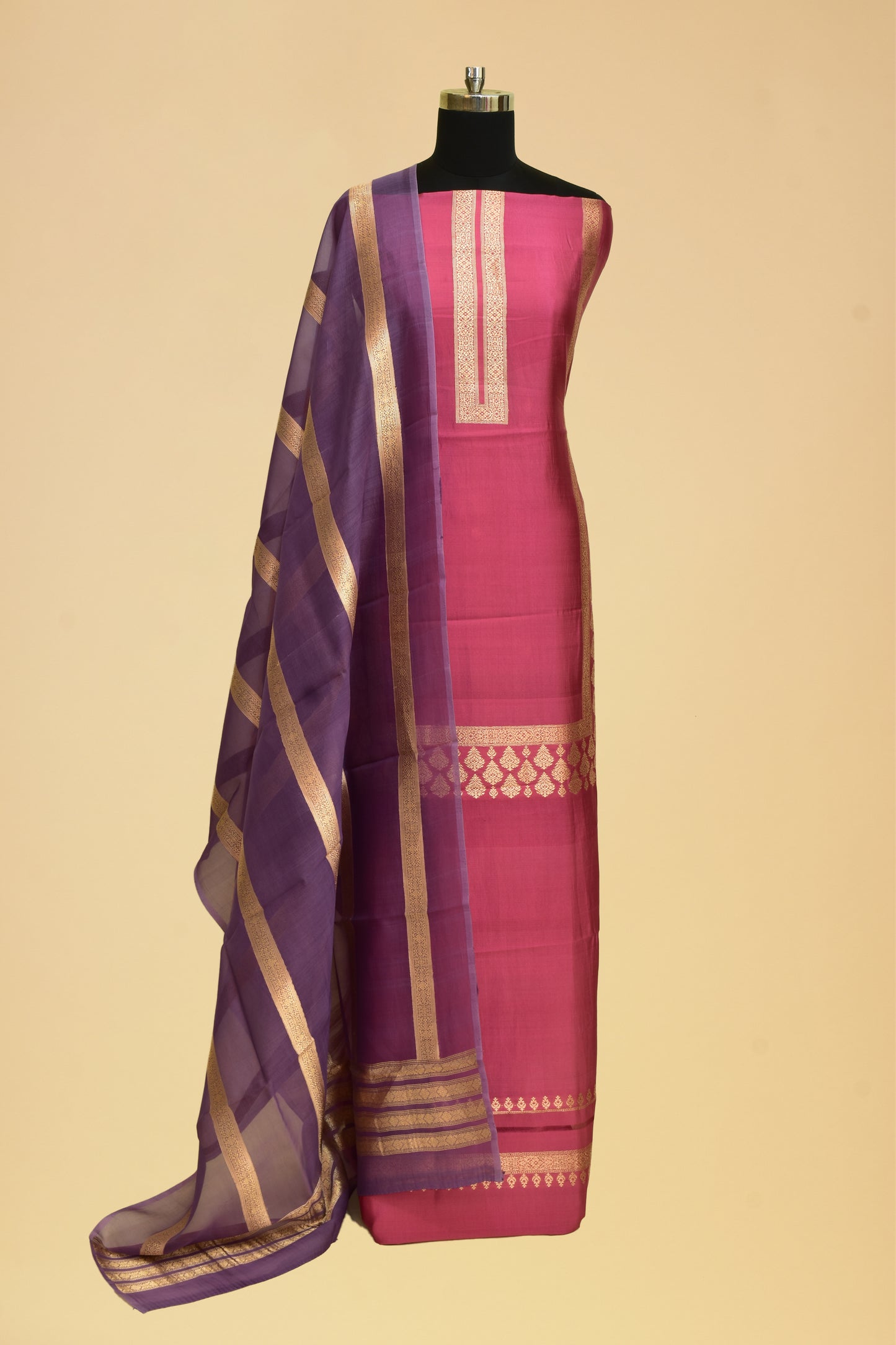 Handwoven Silk Kadwa Suit