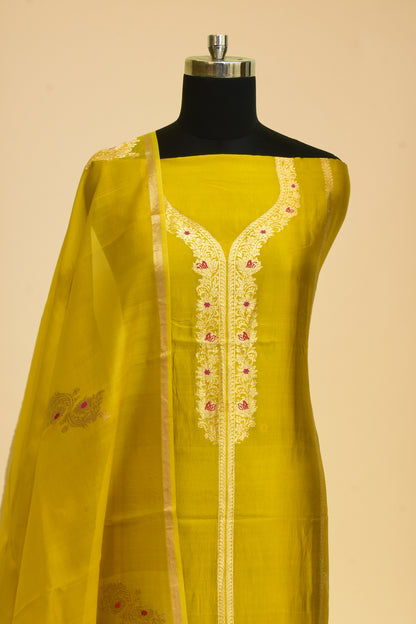 Handwoven Katan Silk Kadwa Suit