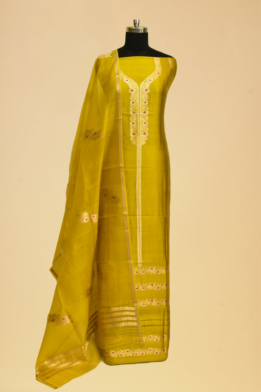 Handwoven Katan Silk Kadwa Suit