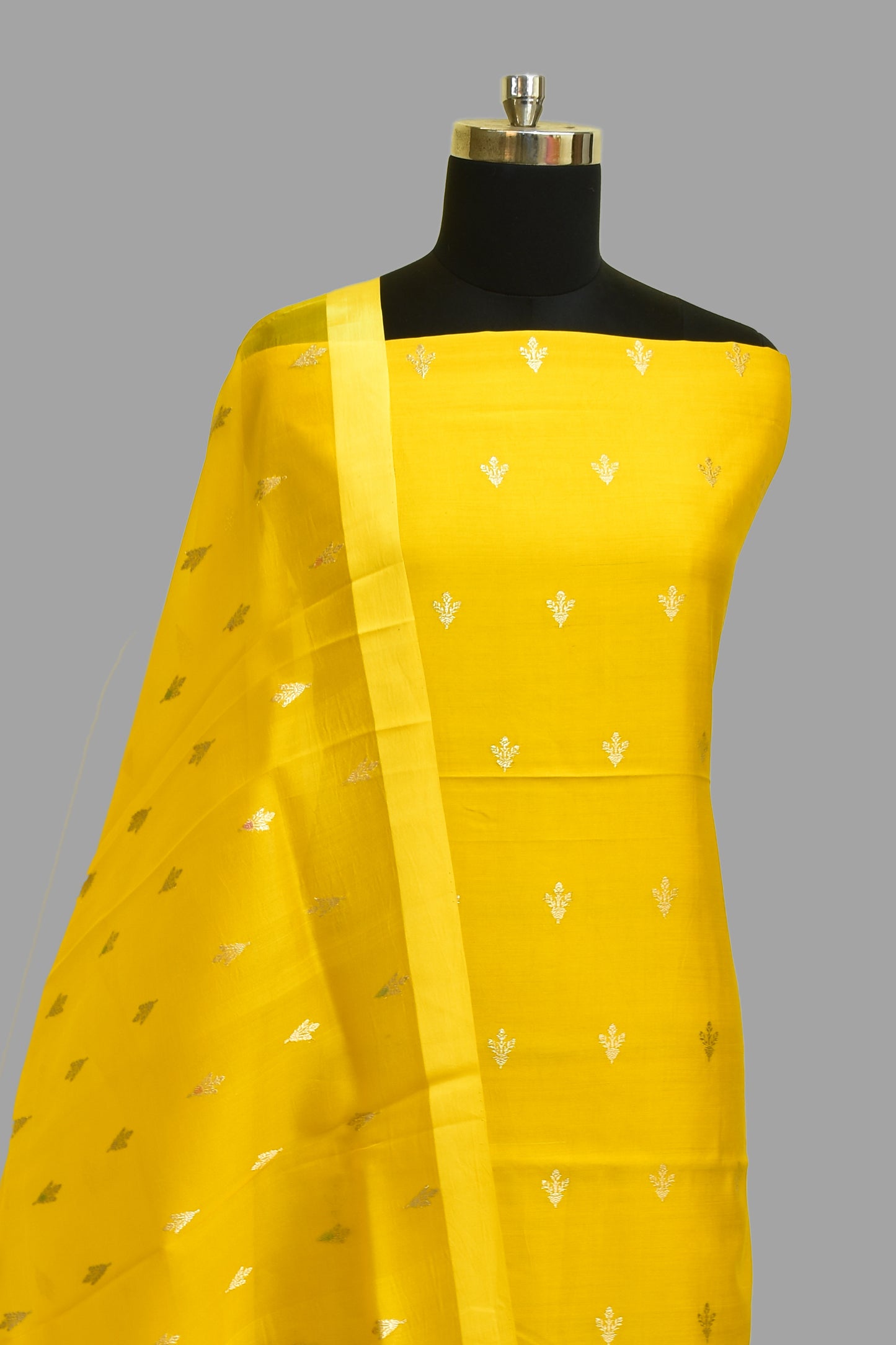 Handwoven Silk Kadwa Booti Suit