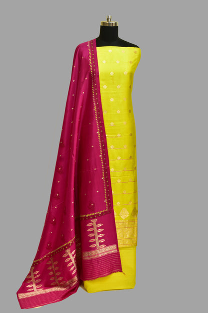 Handwoven Silk Kadwa Booti Suit