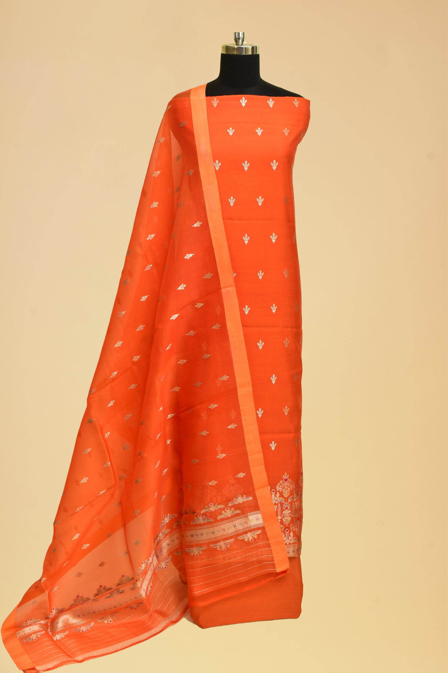 Handwoven Katan Silk Kadwa Suit