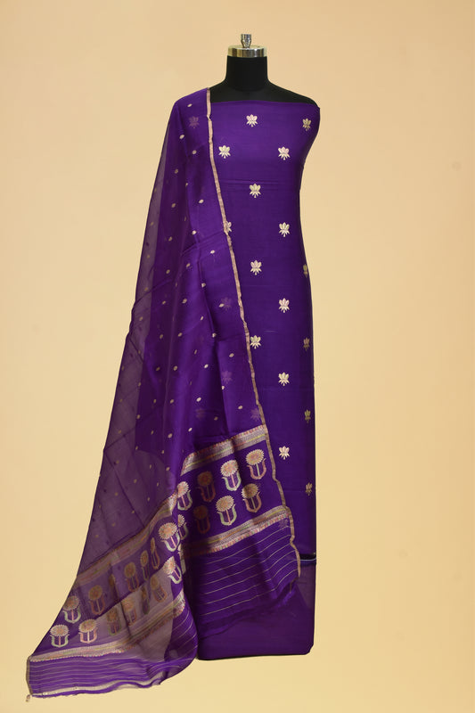 Handwoven Katan Silk Kadwa Suit