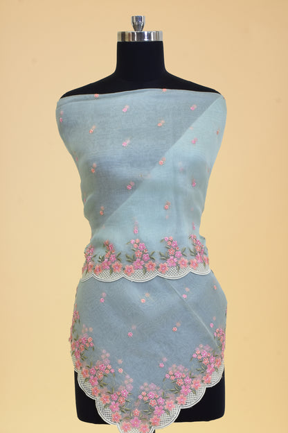 Pure Kora Silk Banarasi Handloom Embroidery Dupatta