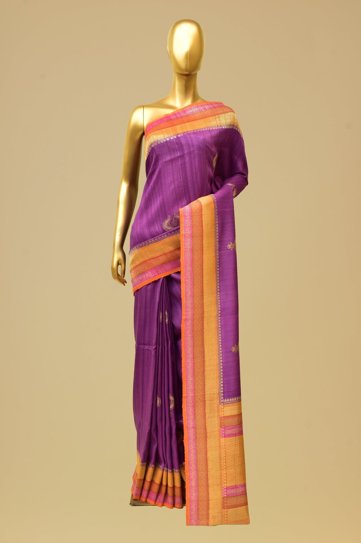 Handwoven Tusser Kadwa Saree