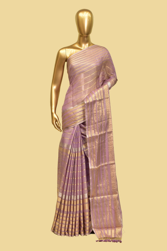 Handwoven Tissue Striped Saree
