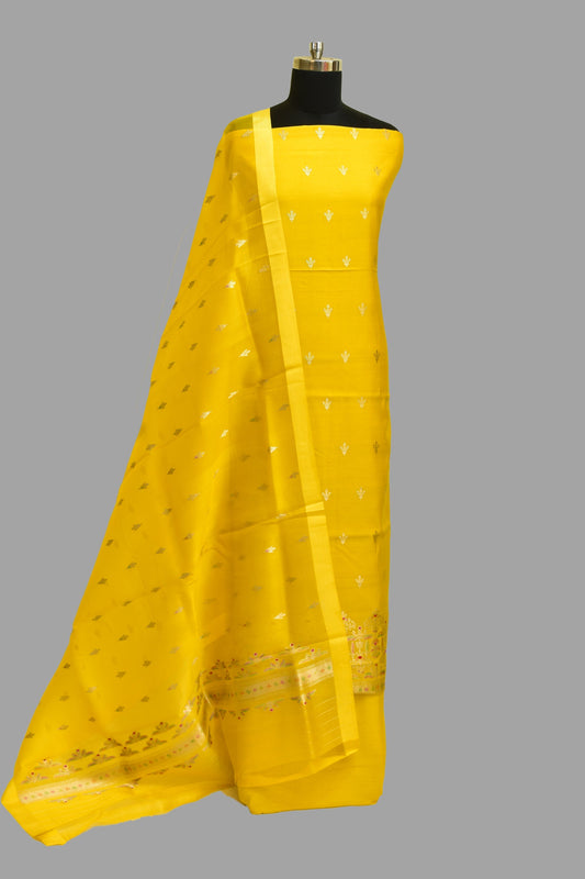 Handwoven Silk Kadwa Booti Suit