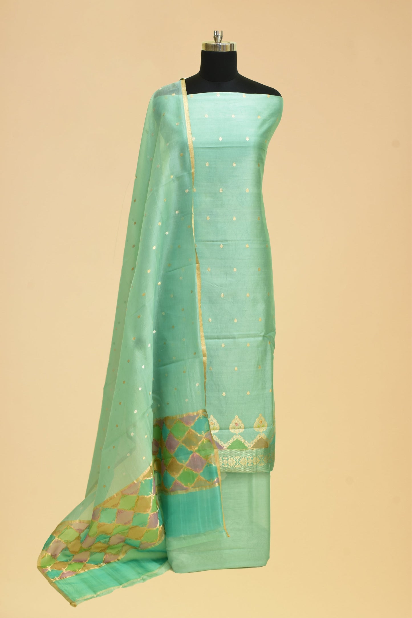 Handwoven Silk Kadwa Suit