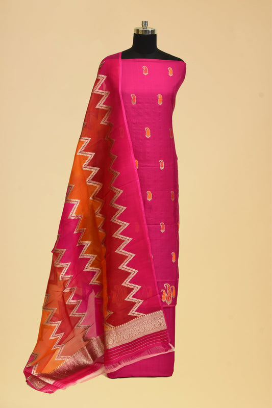 Handwoven Katan Silk Kadwa Suit